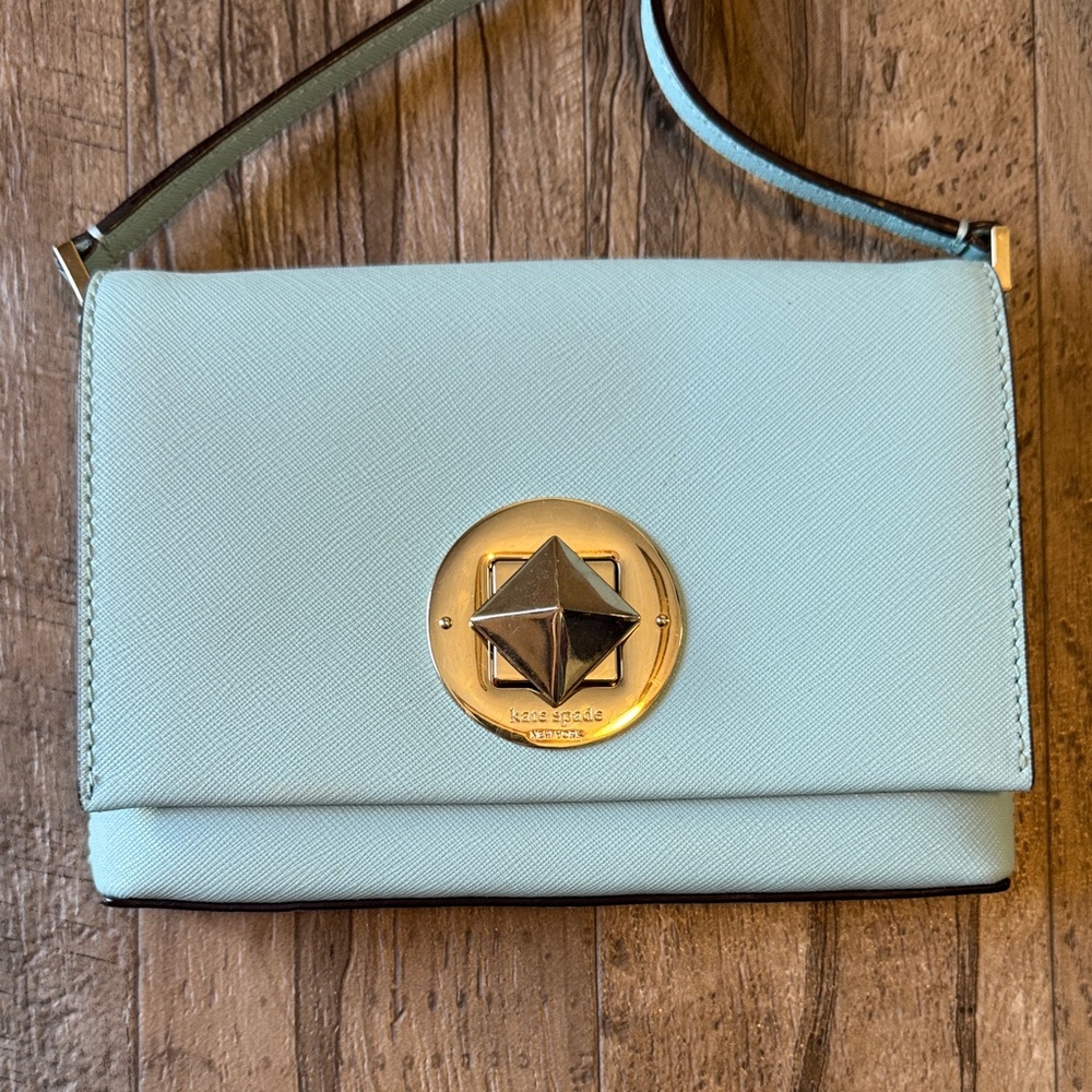 Kate Spade Small Light Blue with Silver Accents Crossbody Bag